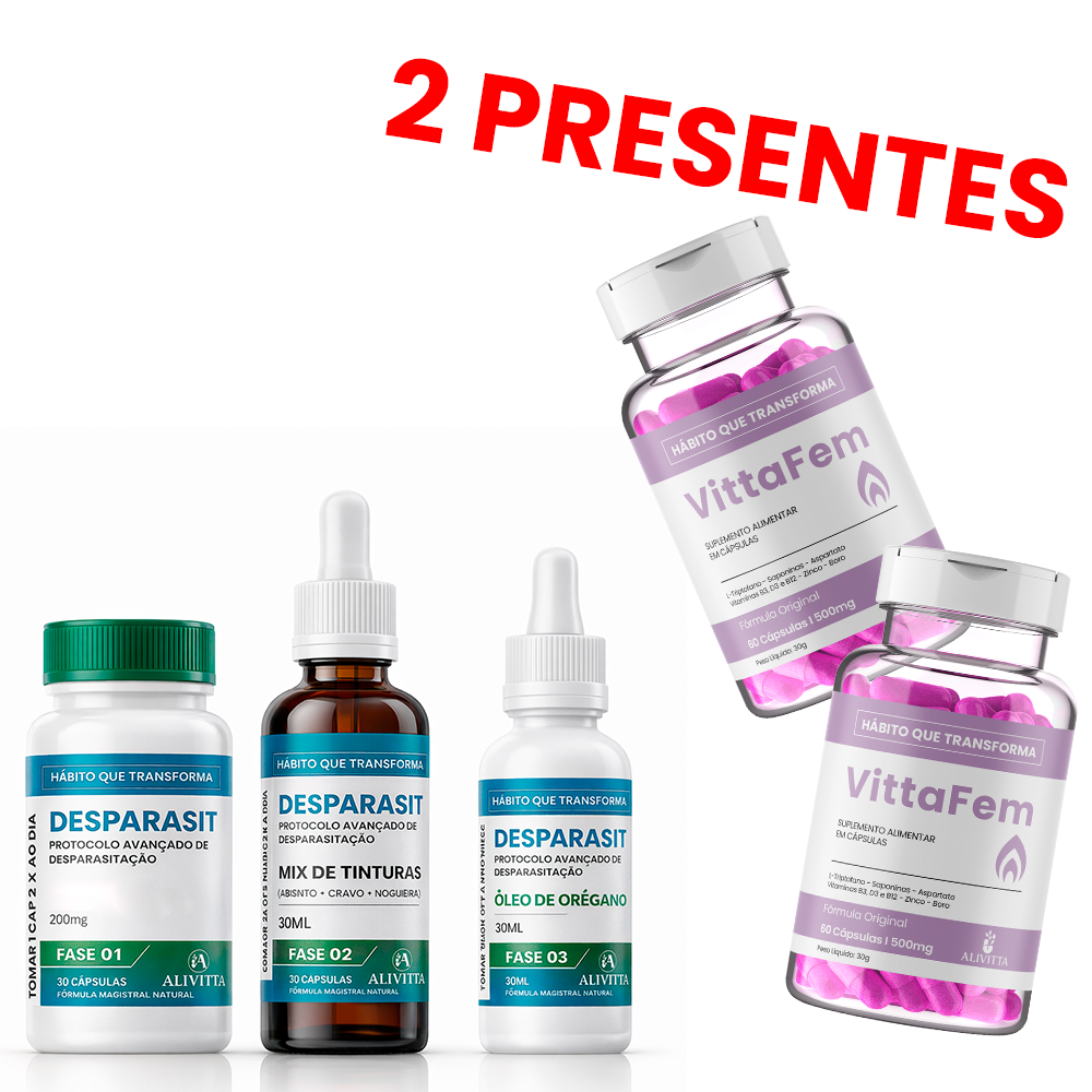 Kit Desparasitação + 2 VittaFem | Alivitta