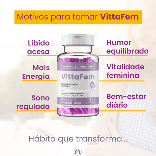 3 Meses - VittaFem - Libido – Energia, Vitalidade e Desejo Natural