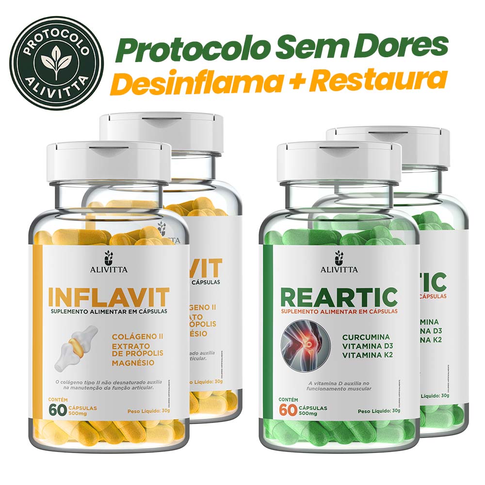 2 COMBO Protocolo Sem Dores! INFLAVIT + REARTIC – Combinação Completa para Articulações