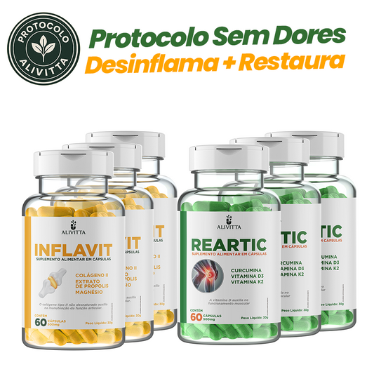 6 Meses -  Protocolo Sem Dores! INFLAVIT + REARTIC – Combinação Completa para Articulações